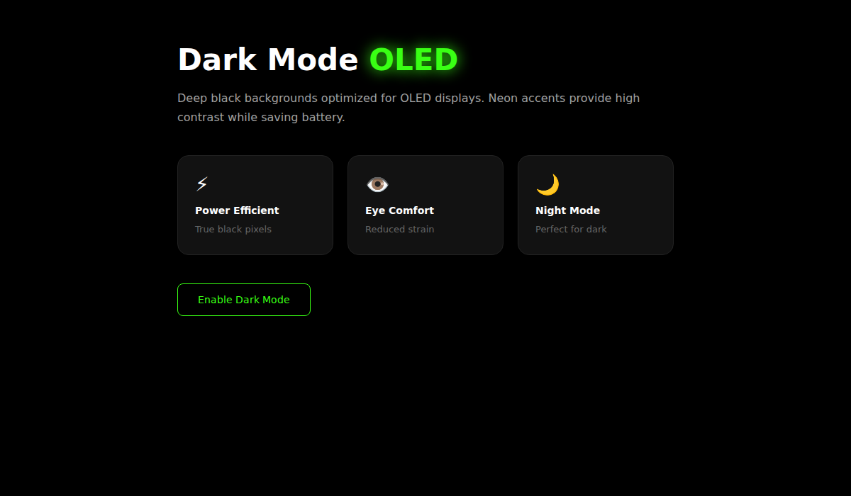 Dark Mode OLED UI design